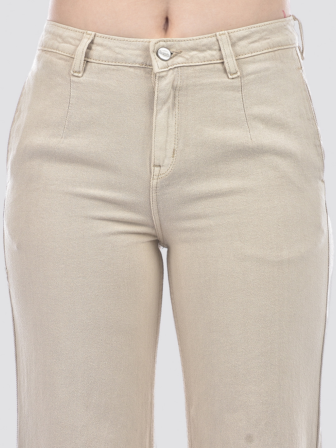 Numero Uno Women Beige Wide-Leg Sustainable Jeans
